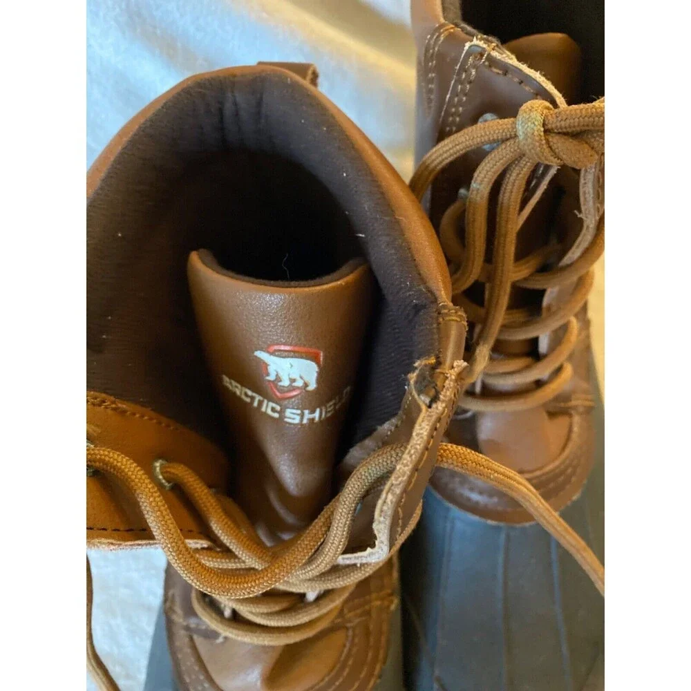 Mens Arctic Shield ~ Size 8M MEN~ Rubber & Leather Waterproof  Boots Tan
